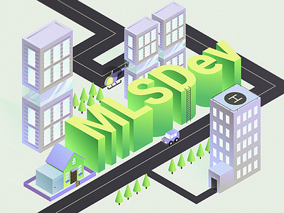 Isometric MLSDev Shot buildings company houses illustration isometric street urban