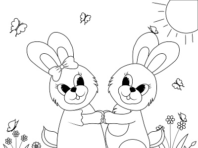 Children's coloring book with a hare design graphic design illustration line