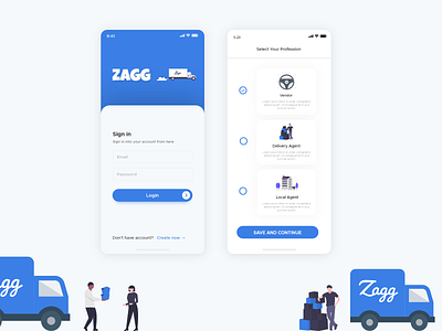 ZAGG: Transport Application appdesign blue delivery delivery app delivery service delivery truck illustrations parcel transport transportation uidesigner uxdesigner vehicles