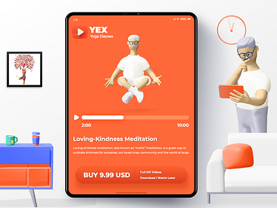 YEX Yoga Classes - iPad App android app design app designer appdesign apple design illustration ios app design ipad meditation minimal uidesigner userinterface videoapp yoga yoga pose yoga studio