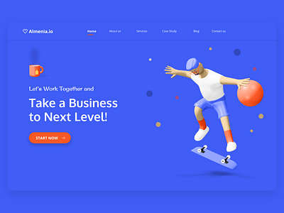 Startup Website 3d 3d art blue illustration illustrator orange startup startup branding uidesign uiux website website design