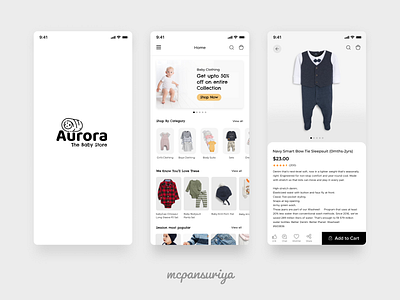 Aurora : E-Commerce Mobile App baby baby clothes behance branding clean dribbble e shop e store ecommerce ecommerce app ecommerce design ecommerce shop elegant flat ios app design minimal uidesign uidesigner uiux userinterface