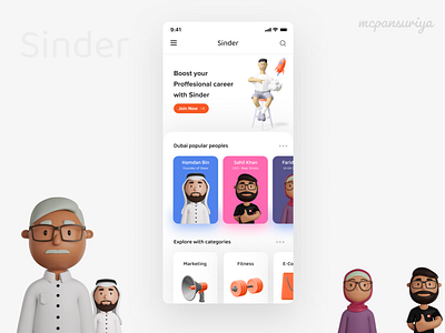 Sinder Mobile Application Design 3d 3d art android app design appdesign colorful dribbble dubai flat ios app design linkedin minimalist proffesional uae uidesign uidesigner uiux userinterface