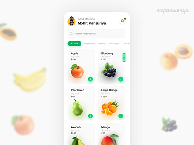 Groceries Shopping - Mobile App 2020 trend android app design app application bakery beverages design ecommerce flat food and drink grocery ios app design uidesign uidesigner uiux userinterface vegetables