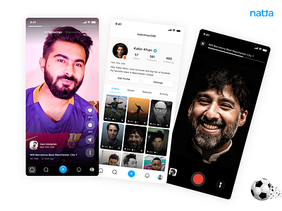 Natta: Football Social Media app designer fifa flat football football app football club ios app design socialmedia tiktok ui uidesign uiux videoapp
