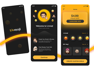 LiveMoji : Custom Emoji App android app design app designer branding emoji emojis flat ios app design ui uidesign uiux userinterface