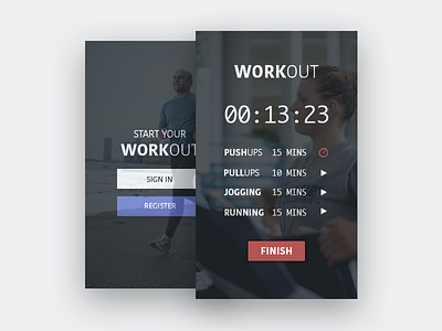 Workout Application Concept app application dashboard jogging pullups pushups register sign in training ui design ux design workout