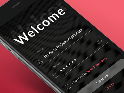 Sign Up Page black design fonts ios iphone mobile registration screen signup style ui