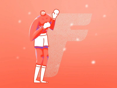 36 days of type - F 2d 36days 36daysoftype animation boxer boxing boxing glove fight fighter fighting framebyframe glove gradient illustration line loop man match punch show