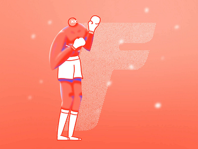 36 days of type - F 2d 36days 36daysoftype animation boxer boxing boxing glove fight fighter fighting framebyframe glove gradient illustration line loop man match punch show