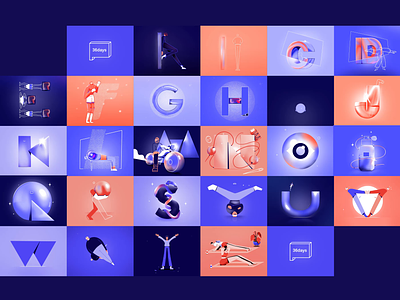 36 days of type - All 2d 36days 36daysoftype alphabet animated animation cell challenge dance framebyframe illustration letters loop mozaic procreate repeat skate spin sport
