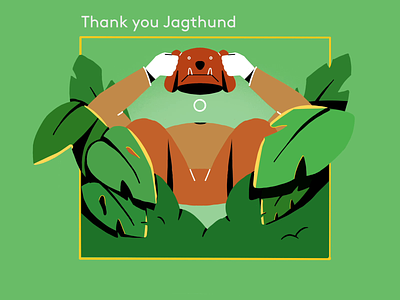 Thank you Jagthund! animation bush bushes cell cell animation cellanimation dog doggy framebyframe hat hiding leaf leafs loop man mask new website text thanks thankyou