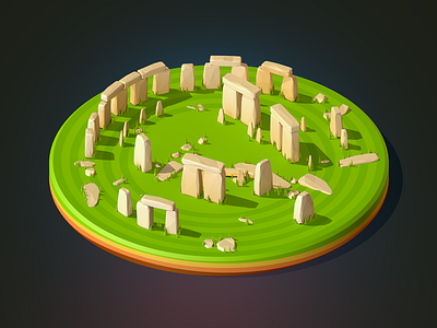 Stonehenge 3d cinema design diorama grass illustration isometric landmark low lowpoly lowpolyart memorial monument poly render stone stonehenge