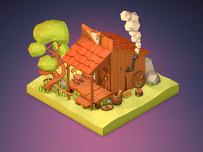 Low Poly Trapper Home art cartoon design diorama game house illustration isometric low low poly lowpolyart poly trapper