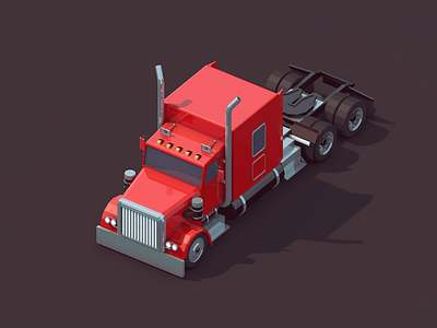 Heavy American Truck american big heavy low low poly car low poly vehicles poly red semi six wheels truck wheels