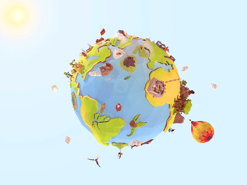 Low Poly Project "Jule Verne World" cartoon earth jule low poly polygonal project verne world