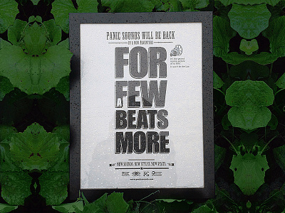 "For a few beats more" poster plant poster rain typo