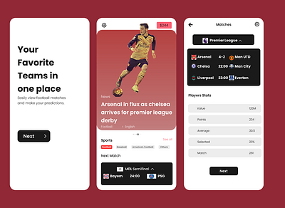 Football App UI Design admin panel app dashboard football football app ui ui design uiux ux