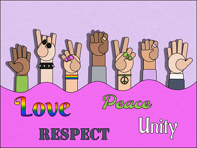 Poster for equality adobeillustrator colorful equality graphic design illustration love peace pink poster respect unity