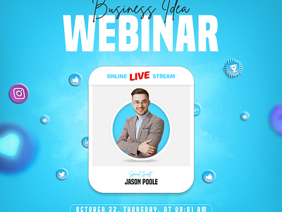 Marketing live webinar and corporate business social media post