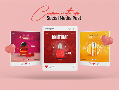 Cosmetics social media Instagram post banner design collection fishing social media kit