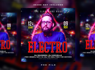 Electro night party branding collection cosmetics design fishing motion graphics party social media kit