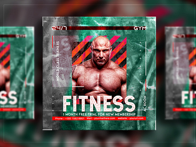 Fitness gym social media post and web banner template