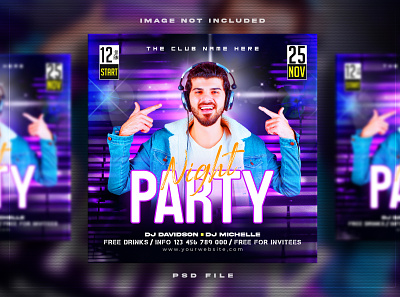 Night club party flyer social media post animation branding club banner club party dance club dj party entertainment event flyer fishing flyer graphic design live concert live event show nightclub party event party poster social media kit social poster square flyer
