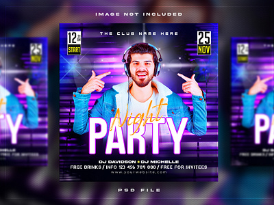 Night club party flyer social media post