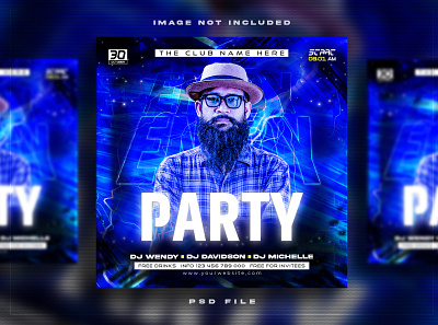 Night club party flyer social media post 3d animation branding collection cosmetics design fishing graphic design illustration logo motion graphics social media kit ui