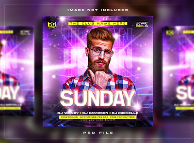 Night club party flyer social media post 3d branding collection cosmetics design fishing graphic design social media kit