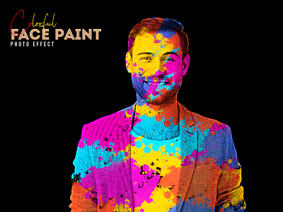 Colorful human face paint photo effect template