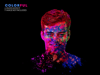 Colorful face photo paint effect PSD