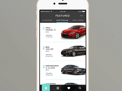 Car.Specs.App app car featured iphone list view page ui user interface ux