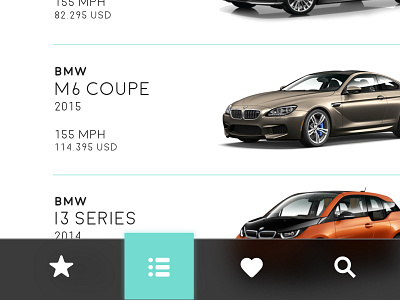 Car.Specs.App featured icon list view navigation ui user interface