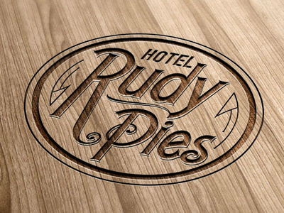 Rudypies dog hotel logo nonprofit red ruddy typography