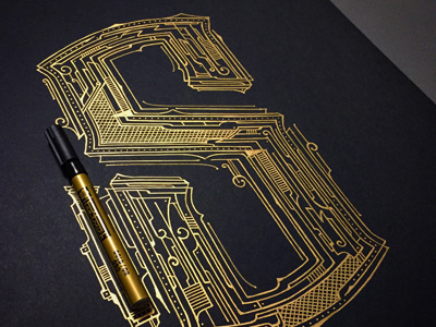 36daysoftype S 36daysoftype 36daysoftype s art biernat design gold handlettering industrial lettering pen touch typografia typography