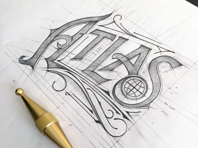 Atlas Bar sketch bar biernat indiana logo logodesign pencil sketch szkic tomdixon typografia typography