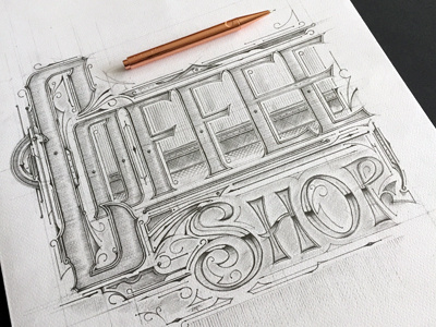 Coffee Shop coffee coffeeshop lettering ołówek pencil sketch szkic typografia typography