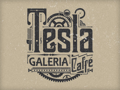 Tesla Logo american caffe gallery logo retro steampunk tesla teslalogo typography