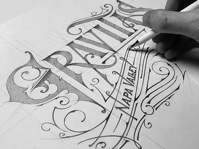 Gravitas | Wine label | Sketch - Napa, CA california etykieta gravitas handlettering lettering napa pencil sketch wine wine label