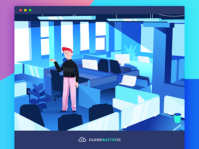 Cloud Native CI Illustration character cloud color computer digital gradient illustration landing page ui ux