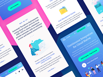 Cloud Native CI Illustrations card character cloud color digital gradient illustration mobile ui ux