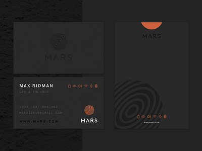 Branding for Mars - System Solutions Company branding business card fingerprint icons it solutions system tech