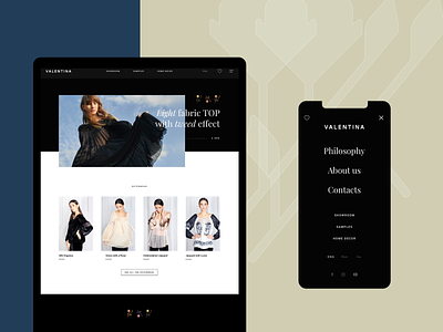 Valentina Web & Mobile branding clothing design ecommerce fashion mobile style ui ux website