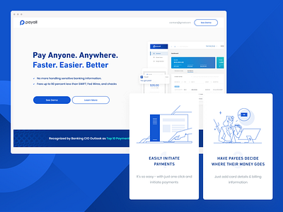 Landing-Page & Illustrations for PayAll business card currency finance gradient landing page payment transaction transfer