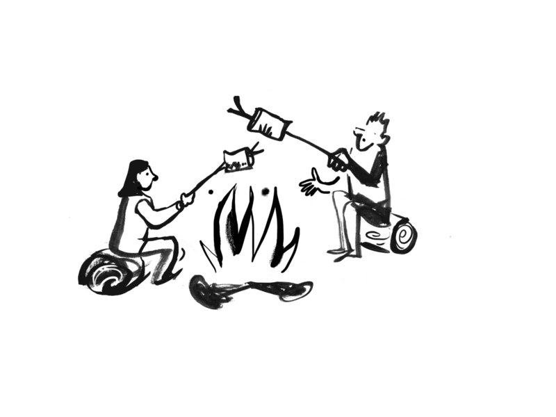 Sharing over the Campfire campfire framebyframe illustration inked krita