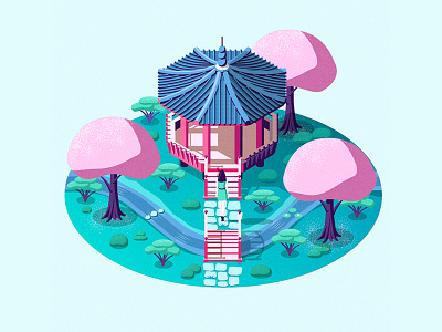 Relax garden isometric japan korea