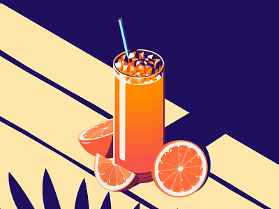 Watching the sunrise cocktail isometric summer sunny vector