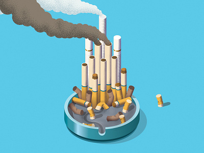 Cover illustration for smoking research paper cigarette city skyline smoke smoking